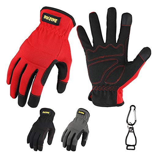 DULFINE High Performance Work Gloves For Men(3 Pairs Pack), High Dexterity Touch Screen For Multipurpose,Excellent Grip (Small) - color: Red, size: Small