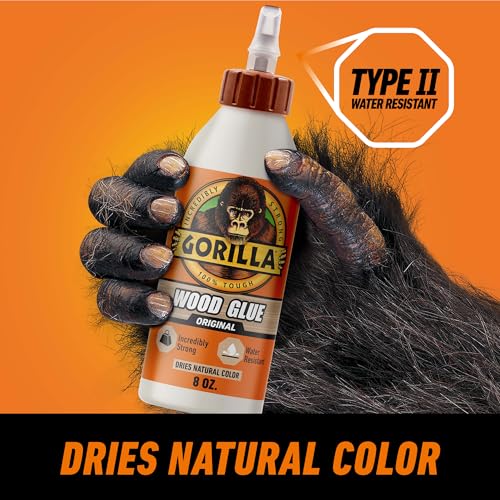 Gorilla Wood Glue; 8 Ounce Bottle; Natural Wood Color; (Pack of 1)