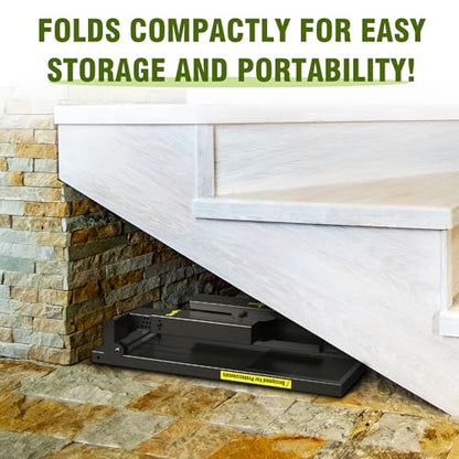 Foldable | Heavy-Duty Ladder Extender Pro, High Strength Steel Material Design Ladder Extension Pro for Stairs w/Non-Slip Mat, 12-18" Adjustable Height, Applicable Feet Spacing 24" - size: plus