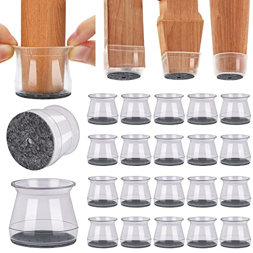 BUMACO 20Pcs Chair Leg Floor Protectors Chair Leg Protectors for Hardwood Floors Silicone Pads Covers to Protect Floors Universal L Clear Fit (1-5/16" to 2") - color: Clear-20 Pcs, size: Universal L