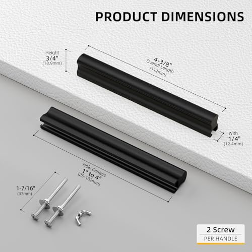 Goldenwarm 6 Pack 1" to 4"(25-102 mm) Hole Distance Black Adjustable Drawer Pulls Black Cabinet Handles for Kitchen Hardware - color: Black, size: 1 in to 4 in (25-102 mm)