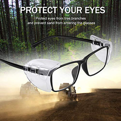 MELASA Safety Glasses Side Shields for Prescription Glasses, Slip on Clear Eye Glasses, Fits Small to Large Eyeglasses