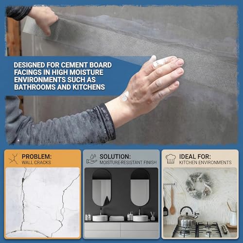 150 ft x 4 Inch Cement Board Joint Tape Self Adhesive Durable Gray Fiberglass Mesh Drywall Mesh Repair Tape for Cement Board Joints Repairing, Sealing and Strengthening - size: 150 ft X 4 Inch