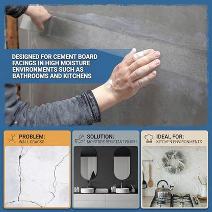 150 ft x 4 Inch Cement Board Joint Tape Self Adhesive Durable Gray Fiberglass Mesh Drywall Mesh Repair Tape for Cement Board Joints Repairing, Sealing and Strengthening - size: 150 ft X 4 Inch