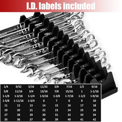 84 pcs Magnetic Modular Wrench Organizer Wrench Holder - Wrenchs Tool Organizers for Tool Drawer Storage, Wrenchs Rack with Metric SAE Labels, Tool Storage Set Holder Festival Mechanics pcs - style: 84 PCS
