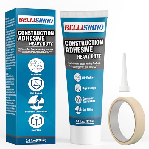 Construction Adhesive Heavy Duty, Cement Glue for Concrete, Floor, Wall, Stone, Wood and More, 7.4 Ounce Tile Squeeze Tube, Suitable for Rough Bonding Surface (220ml*1) - style: 220ml*1