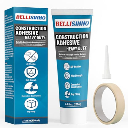 Construction Adhesive Heavy Duty, Cement Glue for Concrete, Floor, Wall, Stone, Wood and More, 7.4 Ounce Tile Squeeze Tube, Suitable for Rough Bonding Surface (220ml*1) - style: 220ml*1