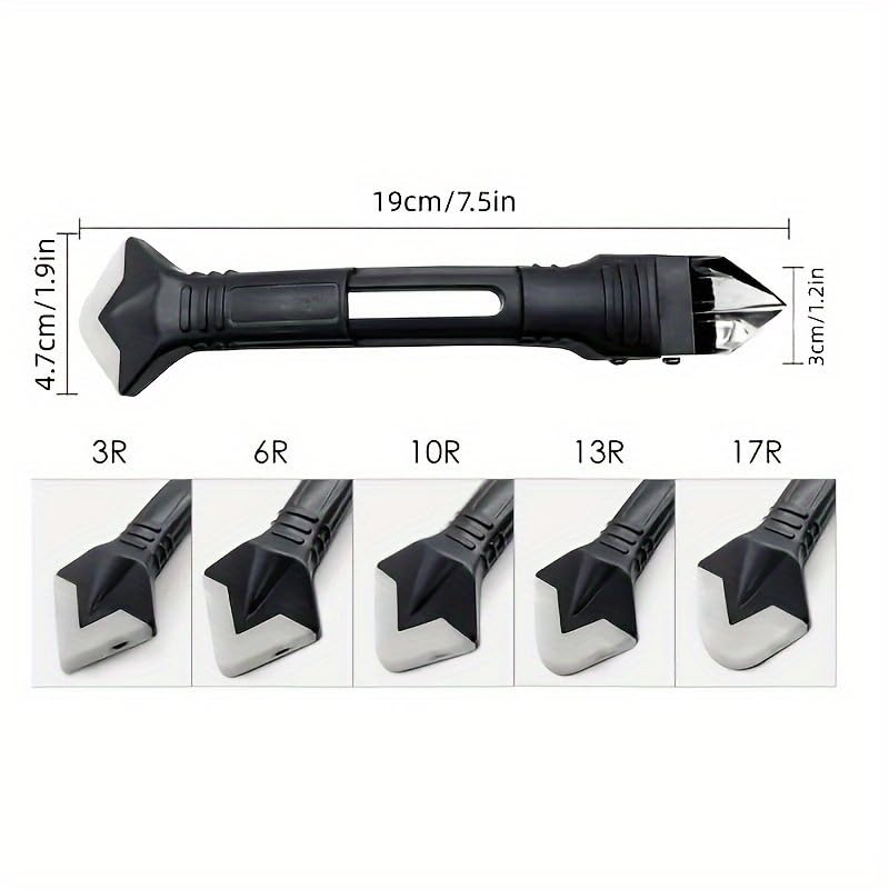 3 in 1 Silicone Caulking Tool Kit with 5 Replaceable Pads Caulk Remover Glass Glue Angle Scraper for Kitchen Bathroom Window (Black) - color: Black
