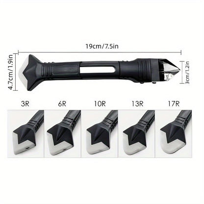 3 in 1 Silicone Caulking Tool Kit with 5 Replaceable Pads Caulk Remover Glass Glue Angle Scraper for Kitchen Bathroom Window (Black) - color: Black