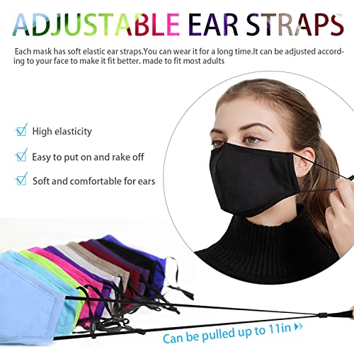 PAGE ONE Reusable Cloth Face Masks Washable Adjustable Breathable Cotton Face Mask for Women Men/6PC - color: Black Navy Gray Wine Red Purple Khaki