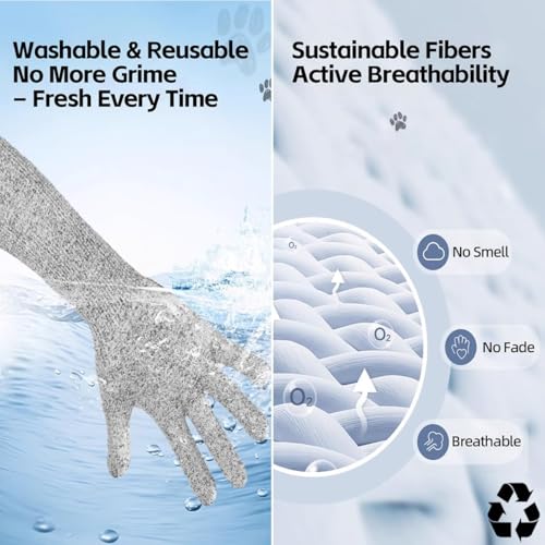 Ultra-Flexible Pet Handling Sleeves: 15.7” Kevlar Scratch-Resistant Gloves for Cat Grooming, Nail Trimming & Arm Protection - color: 3 Pairs