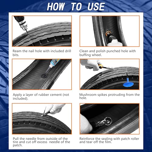 TP-M13W Combination Repair Unit Kit, Tire Repair Patch Plug Kit 1/6" x 1 3/8", 1/4" x 1 3/4" and 3/8" x 2 3/8" Wrapped stem 8 pcs Each - size: 0.16 x 1.42 ,0.24 x 1.77 ,0.35 x 2.36 Inch