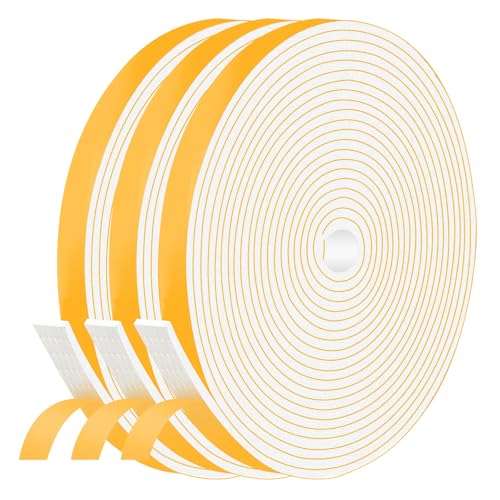 Foam White Weather Stripping Door Seal 1/2 in x 1/8 in x 50Ft,Strong Adhesive,Soundproof,Weatherproof Foam Insulation Tape, Whole-Home Narrow Gap Sealing - color: White, size: 1/2 in x 1/8 in x 50 Ft