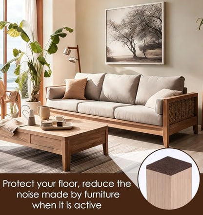 12Pcs Square Felt Furniture Pads, 2x2 Felt Small Furniture Pads Square for Chair Legs, Cuttable Floor Protectors for Hardwood Floors, Brown (1.97 * 1.97 * 0.16 inch)