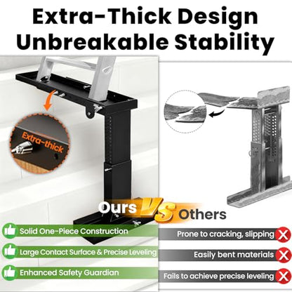 Adjustable Foldable Ladder Leveler for Stairs, 500LB Capacity, Fits Foot Spacing <30", Height 11-18", Length 17-31.5", Durable & Stable Platform for Safe Use (Black) - color: Black
