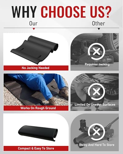 Creeper Rolling Mat, 60" x 28" Portable Car Repair Mat, Foldable Mechanics Mat with Storage Bag for Low Clearance Vehicles and Uneven Surfaces, Garage Floor Work