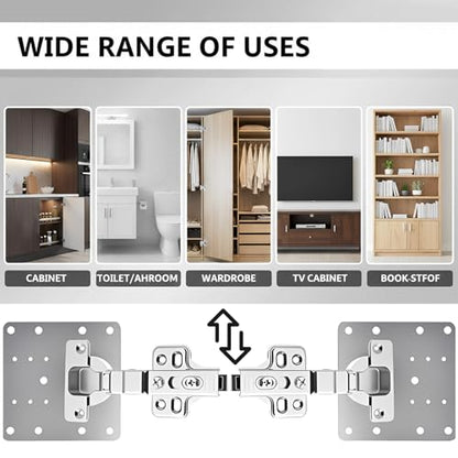 Cabinet Hinge Repair Plate Kit 6PCS Stainless Steel Repair Plate Door Hinge Repair Kit Cabinet Repair Kit with Screws for Kitchen Cabinet Cupboard Door Furniture Fix