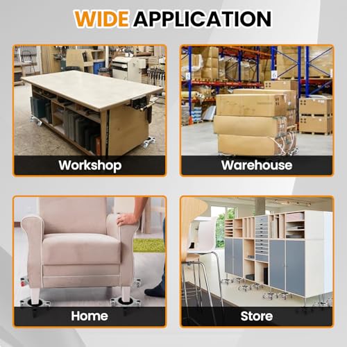 Furniture Dolly, Carbon Steel Panel Furniture Movers with 5 Wheels, Locking 360° Swivel Rubber Casters, Furniture Lifter, Heavy Duty Furniture Sliders, Dolly Kit for Moving Furniture, 3300LBS - color: Gray Wheel