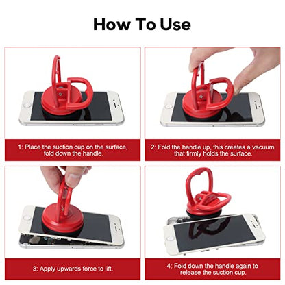 STREBITO Suction Cups Heavy-Duty 2 Pieces Screen Suction Cups Tool for iMac, iPhone, MacBook, iPad, TV, Phone, Laptop, Computer, Tablet, LCD Screen Remover - color: Red