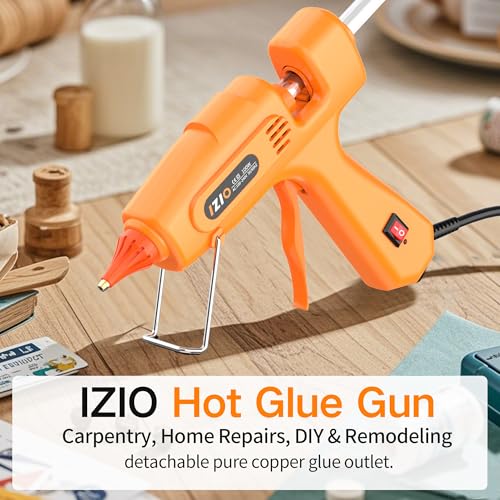 IZIO hot glue gun and sticks set with 21 glue sticks(7/16"), storage pouch, copper nozzle,Equipped with anti scalding mouth, safe switch, ergonomic grip, lightweight for diy projects, home repairs. - color: Pink