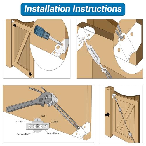 HOME MASTER HARDWARE Anti Sag Gate Kit for Wooden Fence Repair, Zinc Plated Steel, Anti-sag Gate Hardware Kit - Turnbuckle, Hooks, Heavy Cable, Screws -1 Pack - color: Zinc, size: 1 Pack