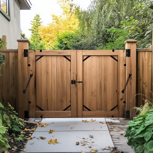 Fence Gate Kit Gate Hardware, 1 Set Anti Sag Gate Kit Gate Frame Cornor Brackets Kit with Self Closing Gate Springs Hings Latchs for Outdoor Garden Backyard Wooden Fence Deck Porch Gate - style: 1 Set
