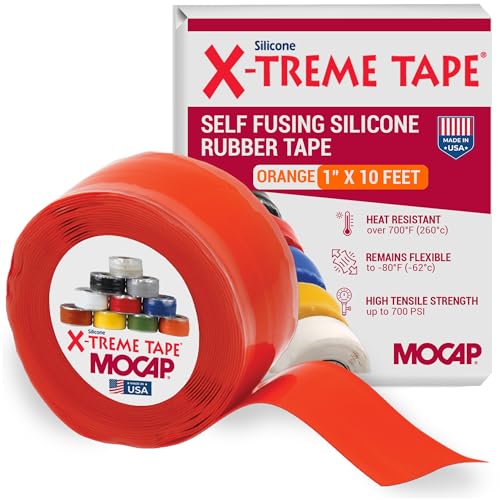 X-Treme Tape MOCAP Heavy Duty Electrical Tape, Self-Fusing Silicone Rubber, Waterproof & Insulating Flexible Tape, Electrical for Hose, Automotive, Outdoor & Repairs - 1" x 10ft Roll - Orange - color: Orange, size: 1" wide x 10 ft long
