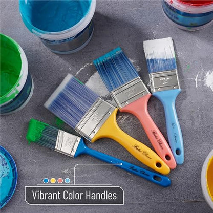 Bates 4 Pack Vibrant Plastic Handle Paint Brushes - Stain & Furniture Brushes for Painting Walls - color: Vibrant Plastic Handle, size: 4 Pack, 1.5", 2", 2.5", 3"