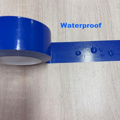 Blue Duct Tape, 2 Inches x 32 Yards, Heavy Duty Waterproof, Strong, Durable, Easy-Tear by Hand, Residue-Free for Home Repairs, Industrial, Fixed Carpet Edge, DIY Projects - color: Blue