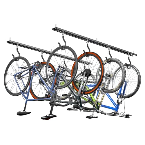EVERHANGER Ceiling Bike Storage Racks for Garage, Indoor Bike Storage Hanger with Adjustable Bike Hooks for 4 to 8 Bikes - style: For 4 to 8 Bikes