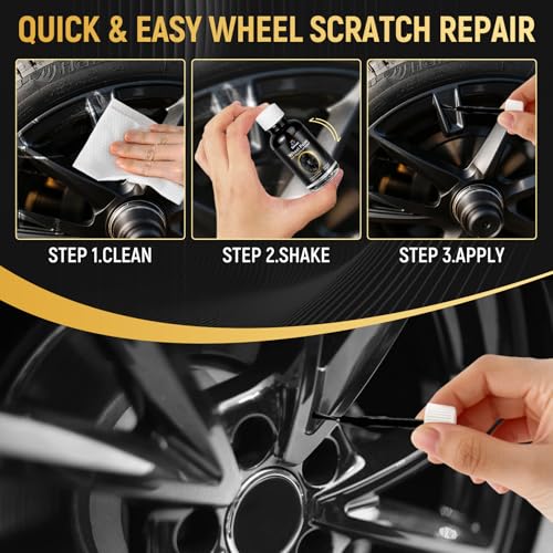 Black Touch Up Paint Rim Paint Wheel Scratch Repair Kit for Curb Rash & Scratches, Universal Black Enamel Repair Scratch Resistant 1.5 fl oz Car Touch Up Pen - color: Black-1
