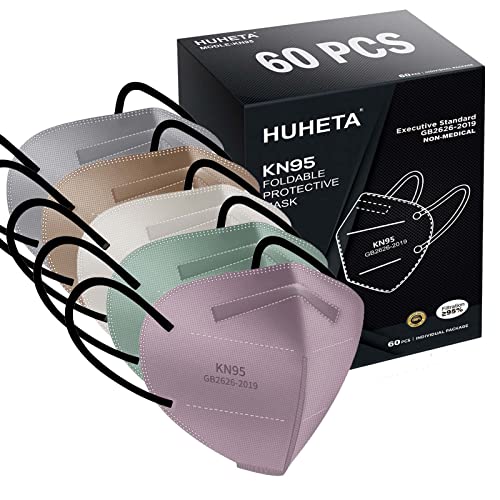 HUHETA KN95 Mask, 5 Ply Protective Dispoasable Masks Filter Efficiency≥95% - color: Morandi