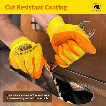 Multi-Use Work Gloves (12 Pack) – Non-Slip Grip and Cut-Resistant Safety Work Gloves with Stretchable Comfort Fit - size: Large