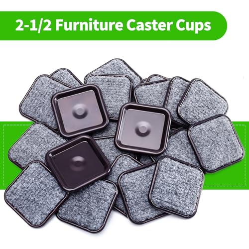 2 1/2" Square Carpet Bottom Furniture Caster Cups, Reusable Furniture Sliders for Hardwood Floors, Felt Furniture Pads Coasters to Protect Tile or Laminate Floors from Scratches, Brown/Gray (12 Pack) - size: 2-1/2 Inch, 12 Pack