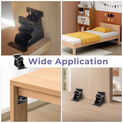 Folding Brackets 4 Packs Heavy Duty Self-Locking Hinge Table Legs Bracket Kit with 40 Screws for DIY Foldable Table, Workbench, Desk, Furniture (4)