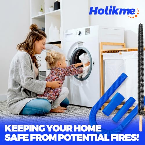 Holikme 2 Pieces Dryer Vent Cleaner Kit, Dryer Lint Vacuum Attachment and Flexible Dryer Lint Brush, Dryer Vent Vacuum Hose Attachment,Dark Blue - color: Dark Blue
