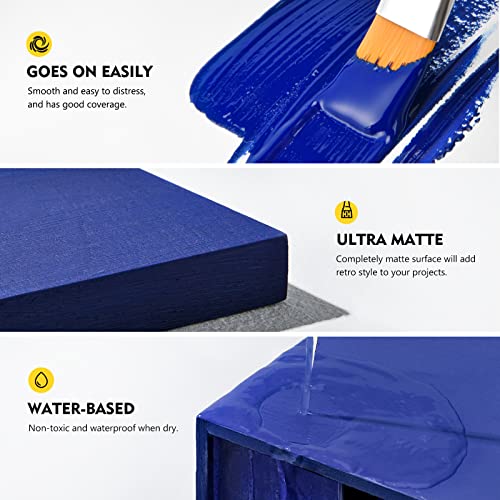 Magicfly 15 Pcs Chalk Furniture Paint Set, 9 Colors Ultra Matte Finish Acrylic Craft Paint Set (60 ml/2 oz) with Liquid Wax, 2 Brushes, 3 Sandpapers, Chalk Paint for Furniture, Crafts, Rustic Colors - style: Rustic Colors
