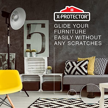 Furniture Sliders X-PROTECTOR - 4+4 Pack 5” - Brown Multi-Surface Furniture Sliders for Carpet & Hard Floors - 4 Furniture Movers for Carpeted Floors and 4 Hardwood Socks - Move Furniture Easily! - size: 4+4 Pack 5 in (Brown)