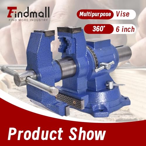 findmall Multipurpose Vise Bench Vise Heavy Duty Multi-Jaw Vise 360-Degree Rotation Clamp on Vise with Swivel Base and Head for Clamping Fixing Equipment Home or Industrial Use (6 inch) - size: 6 inch