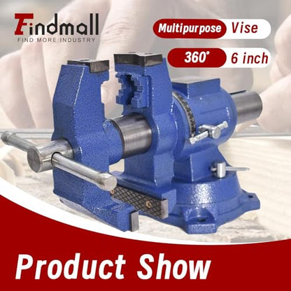 findmall Multipurpose Vise Bench Vise Heavy Duty Multi-Jaw Vise 360-Degree Rotation Clamp on Vise with Swivel Base and Head for Clamping Fixing Equipment Home or Industrial Use (6 inch) - size: 6 inch