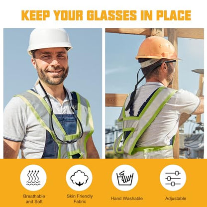 OXG 12 Pack Anti Fog Safety Glasses for Men, ANSI Z87.1 Safety Goggles Impact Scratch Resistant Eye Protection for Work - color: Clear With Straps