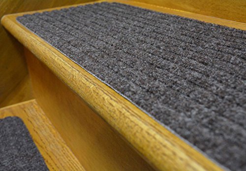 Stair Tread Collection Skid Slip Resistant Carpet Stair Treads Set of 13 (8 in x 30 in), Dark Grey Stair Protector Mat - color: Dark Grey, size: 13 Pcs - 8"x30"