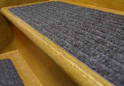Stair Tread Collection Skid Slip Resistant Carpet Stair Treads Set of 13 (8 in x 30 in), Dark Grey Stair Protector Mat - color: Dark Grey, size: 13 Pcs - 8"x30"