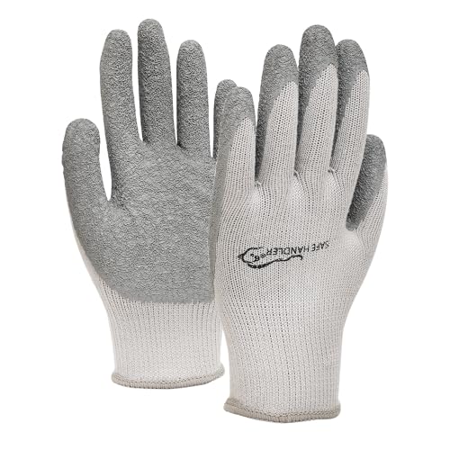 SAFE HANDLER Ultra Stretch Grip Gloves | Latex Crinkle Coated Grip, Thick Lining, Comfort & Flexibility, Grey, OSFM, 1 pair (2 gloves) - color: Grey