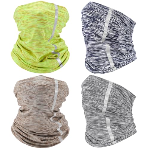 SATINIOR 4 Pcs Neck Gaiter Face Mask for Men Reflective Face Cover Scarf Summer UV Sun Protection Balaclava Bandana for Work - color: Mixed Colors