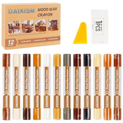 DAIXISM Wood Filler Sticks,12colors Wood Wax Crayons for Scratches, Scuffs, Cracks, and Nail Holes on Wood Furniture, Floors, Cabinets, Tables, and Doors