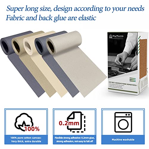 KING MOUNTAIN Canvas Iron on Patch,3"×60",Waterproof 100% Cotton Fabric Repair Patch,Used for Various Sofa,Tent,Clothes,Seats,Suitcases (Brown) - color: Brown, size: Canvas-3"x60"