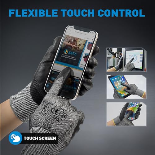 S SATC ANSI A5 Cut Resistant Work Gloves Foam Nitrile Coated 1 Pair Knife Proof Gloves for Cutting, Construction, Warehouse - size: Medium