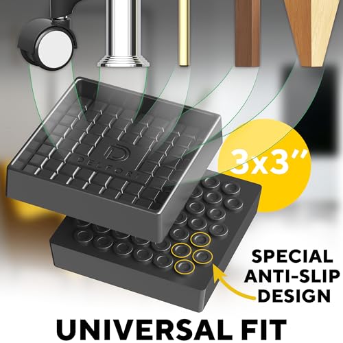 4pcs Non Slip Furniture Pads - Furniture Cups to Prevent Sliding for Couch, Bed, Chair - Premium 3x3 Anti Skid Stoppers for Hardwood, Tile Floors - Perfect Coasters That Fit Any Feet Shape (Black) - size: Black 3" x 3"