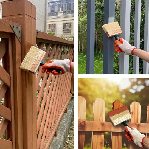 Deck Stain Brush, 8 Inch Deck Paint Brush with Threaded Handle for Extension Pole, Wide Large Brushes for Staining Wood, Fence, Walls, Lime Wash Paint Brush - color: 8 Inch